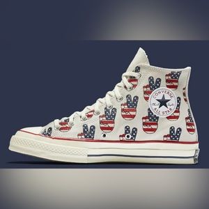 SUEDE CONVERSE ALL 70 STAR ELECTION HIGH TOP SNEAKERS RED WHITE AND BLUE PEACE